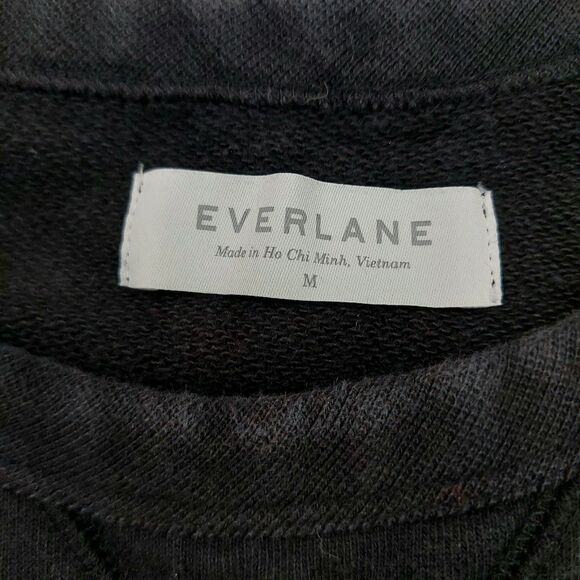 Everlane Sweatshirt Womens Medium Black 100% Human Pullover Crew Neck Cotton - Picture 7 of 12